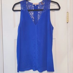 REBECCA TAYLOR Silk V-neck Lace-back Sleeveless Blouse Tank Size 6